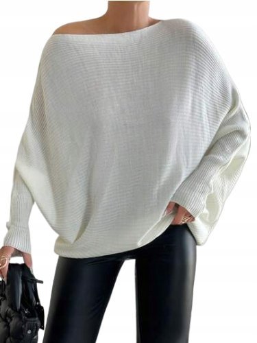 SHEIN SWETER DAMSKI Z DŁUGIM RĘKAWEM ECRU ŁŁJ