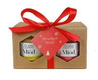 Zestawy upominkowe - Świąteczny Zestaw prezentowy miód wielokwiatowy + miód malina 240g - miniaturka - grafika 1