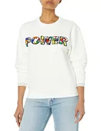 Bluzy damskie - Desigual Bluza damska Sweat_Power 1000, biała, XXL, biały, XXL - miniaturka - grafika 1