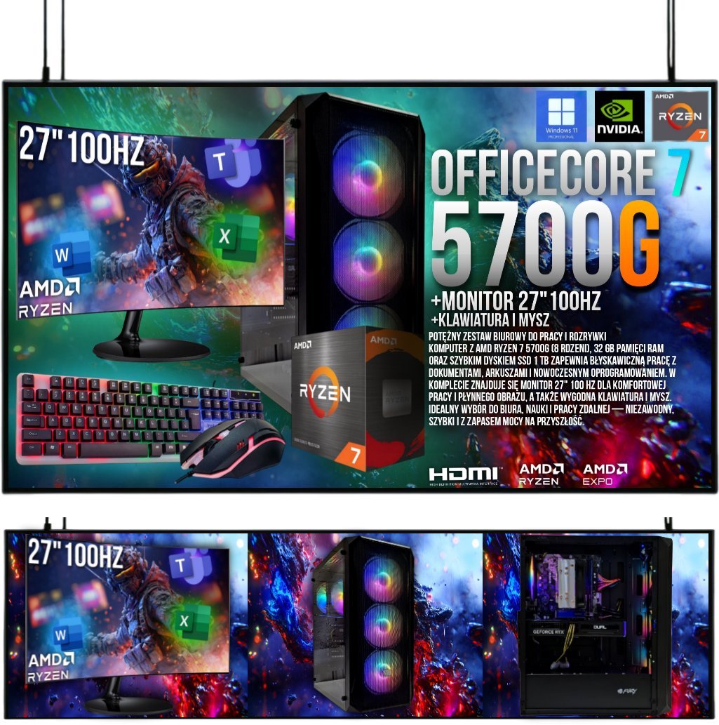 Komputer Adronix ZESTAW RYZEN OfficeCore 7|RYZEN 7|VEGA 8|32GB|1TB| WI-FI|WIN 11 16019605003