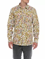 Koszule męskie - Replay Męska koszula z długim rękawem z mieszanki bawełny, 010 White/Red/Lt Blue Paisley, L - miniaturka - grafika 1