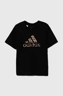 Koszulki dla dziewczynek - adidas t-shirt bawełniany dziecięcy kolor czarny - miniaturka - grafika 1