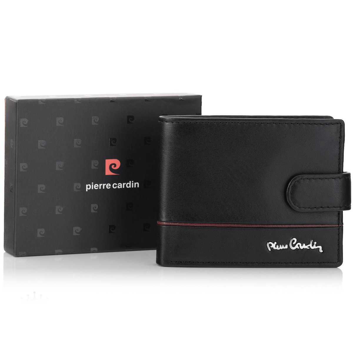 Mały zapinany portfel męski Pierre Cardin YS605 8825A z RFID - czerwony