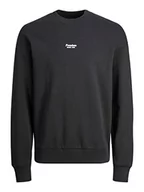 Bluzy męskie - JACK & JONES Męska bluza JPRBLAKAM z logo Sweat Crew Neck, czarna, XL, czarny, XL - miniaturka - grafika 1