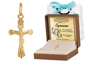 Zawieszki - Murrano Złota Zawieszka 585 Krzyżyk La Luce z Pasyjką Grawer ZZ-006 - miniaturka - grafika 1