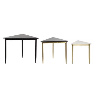 Emaga Komplet 3 Stolików DKD Home Decor Czarny Złoty Metal Biały Kolor Zielony Marmur Nowoczesny (68 x 46,5 x 53 cm) (3 Sztuk) - Ławy i stoliki kawowe - miniaturka - grafika 1
