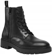 Botki męskie - CALVIN KLEIN JEANS TRZEWIKI MĘSKIE SKÓRZANE CZARNE Z ZAMKIEM 41 3F5 TNA - miniaturka - grafika 1