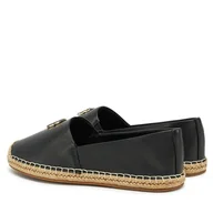 Espadryle damskie - Espadryle Tommy Hilfiger Th Logo Leather Espadrille FW0FW08540 Czarny - miniaturka - grafika 1