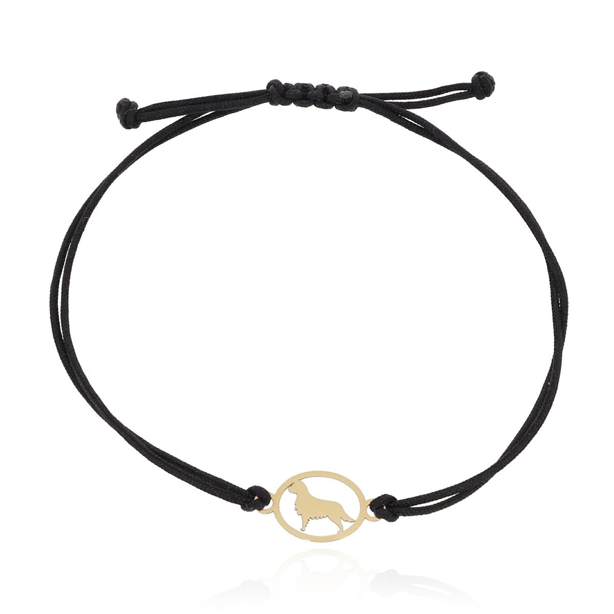 Bransoletka czarny sznurek piesek w owalu pr. 585