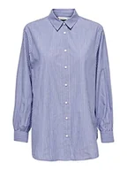 Bluzki damskie - ONLY Damska koszulka Onlnora New Stripe L/S WVN Noos Bluzka, Bleached Denim/Stripes:white, M - miniaturka - grafika 1