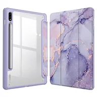 Etui do tabletów - Fintie Hybrydowe smukłe etui do Samsung Galaxy Tab S8/Tab S7 11" (model SM-X700/X706/T870/T875/T878) z uchwytem na długopis S, odporne na wstrząsy etui z przezroczystą tylną powłoką, liliowy marmur - miniaturka - grafika 1