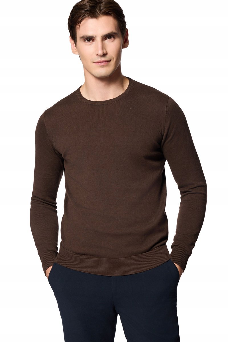 Sweter Męski Brązowy Bawełniany O-neck Próchnik PM8 S