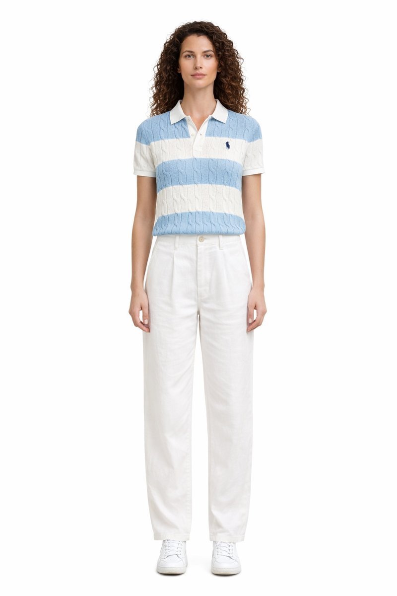 POLO RALPH LAUREN BAWEŁNIANA BLUZKA POLO PASKI WARKOCZ XS 1I4A