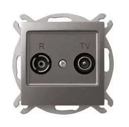 Ospel Gniazdo ścienne IMPRESJA MODUŁ RTV przelotowe 10 dB tytan GPA-10YP/m/23 - Gniazdka elektryczne - miniaturka - grafika 1