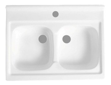 APKOMFORT Zlewozmywak Biały Dwukomorowy 80x60 Z Otworem