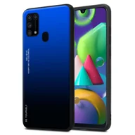 Etui i futerały do telefonów - Etui Cadorabo do Samsung Galaxy M31 w kolorze NIEBIESKIM - CZARNYM Dwukolorowe etui ochronne wykonane ze szkła hartowanego i silikonowej nakładki TPU na telefon komórkowy - miniaturka - grafika 1