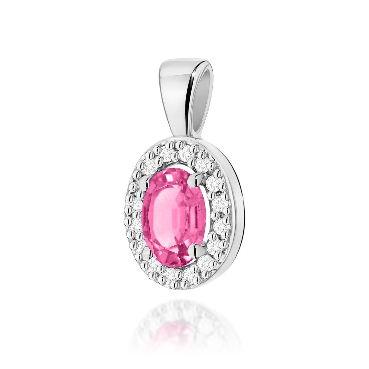 Złota zawieszka / wisiorek Topaz Różowy 0,50ct białe złoto pr. 585