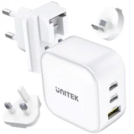 Ładowarki do telefonów - Unitek GaN 66W QC 3.0 3 porty biała - miniaturka - grafika 1