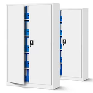 Szafy - Zestaw SET Szaf Metalowych 2 x JAN NOWAK Model JAN II 1150x1850x400 Biurowa Szafka Na Akta: Biała, Duża Szafa Do Biura, Na Dokumenty, Segregatory, P.. - miniaturka - grafika 1