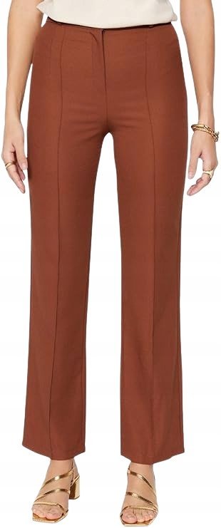 TRENDYOL BRĄZOWE SPODNIE CYGARETKI Z WYSOKIM STANEM 38 5_A