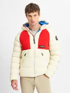 Kurtki męskie - Napapijri Męska kurtka pikowana - Moesa Mężczyźni Sztuczne włókno beżowy jednolity, M - miniaturka - grafika 1