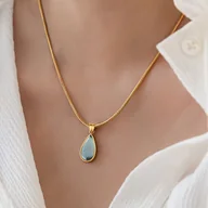 Inne - TEMU Naszyjnik z Wisiorkiem w Kształcie Kropli Wody w Stylu Vintage, Francuskiej Inspiracji, z Pozłacaną Stalą Nierdzewną 18K - Idealny na Codzień i - miniaturka - grafika 1
