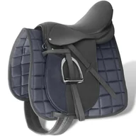 Siodła - vidaXL Vidaxl Zestaw Do Osiodłania Konia 17,5" Z Naturalnej Skóry Czarny 12 Cm 5 W 1 - miniaturka - grafika 1