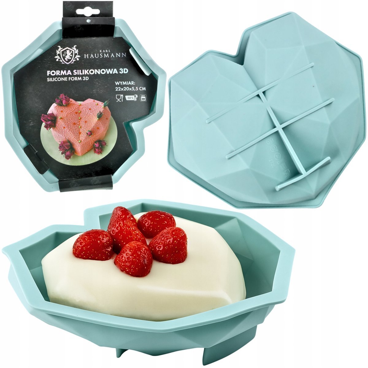 FORMA FOREMKA SILIKONOWA SERCE PIECZENIE CIAST DESERÓW TORT 3D MONOPORCJE