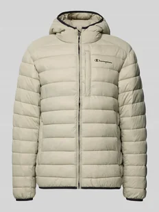 Kurtka pikowana z kapturem i logo - Kurtki męskie - miniaturka - grafika 1