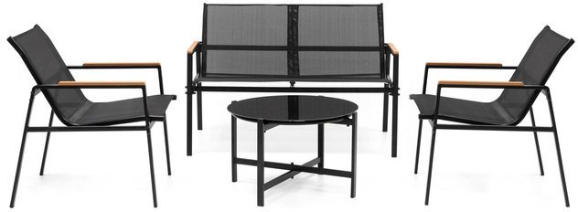 Springos Meble ogrodowe, zestaw dla 5 osób czarne UNIWERSALNY