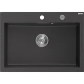 Zlewozmywaki - Mexen Elix zlewozmywak granitowy 1-komorowy 700 x 500 mm, czarny nakrapiany, syfon chrom - 6526701005-76 - miniaturka - grafika 1