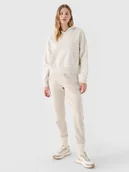 Spodnie sportowe damskie - 4F Spodnie dresowe joggery damskie - beżowe XXL - miniaturka - grafika 1