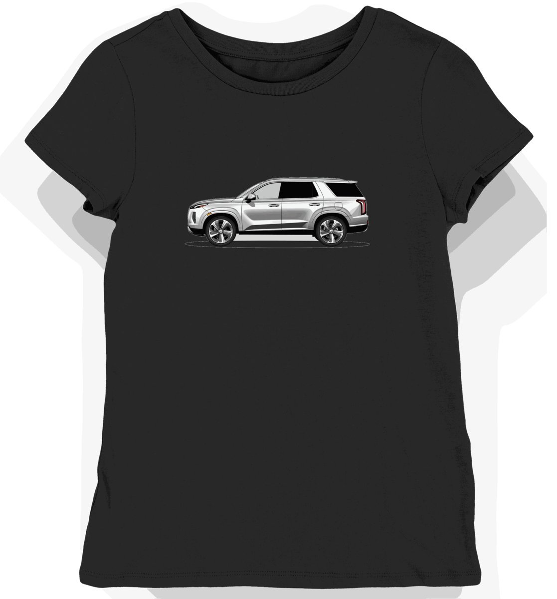 Koszulka damska czarna z eleganckim SUV-em Hyundai XXL