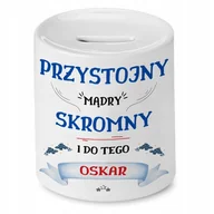 Skarbonki - Skarbonka dla Oskara na Urodziny Idealny Prezent z Nadrukiem ze Zdjęciem + Opakowanie na prezent (wzór 02) - miniaturka - grafika 1