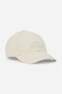 Czapki damskie - Karl Lagerfeld czapka z daszkiem K/SIGNATURE kolor beżowy gładka A1W33069 - miniaturka - grafika 1