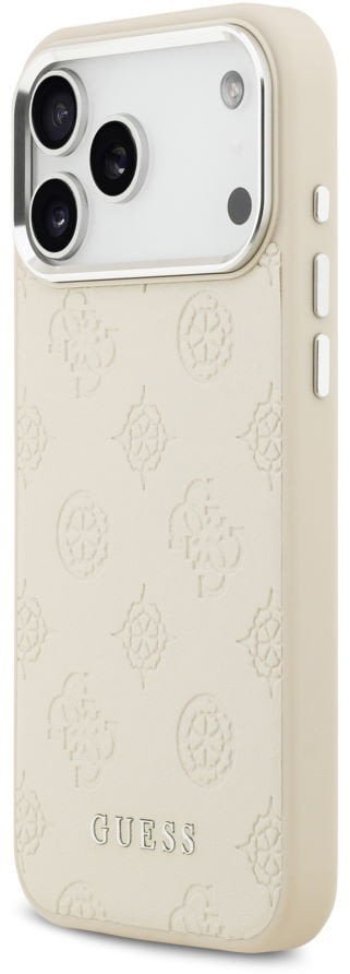 Etui Guess Peony Hot Stamp Script MagSafe do iPhone 17 Pro Max beżowy