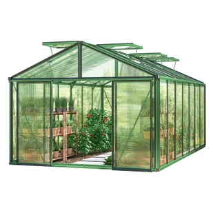 GFP szklarnia Asteria 25 Light 311x534 cm - grube panele poliwęglanowe ok. 12 mm - kolor: zielony - Szklarnie ogrodowe - miniaturka - grafika 1