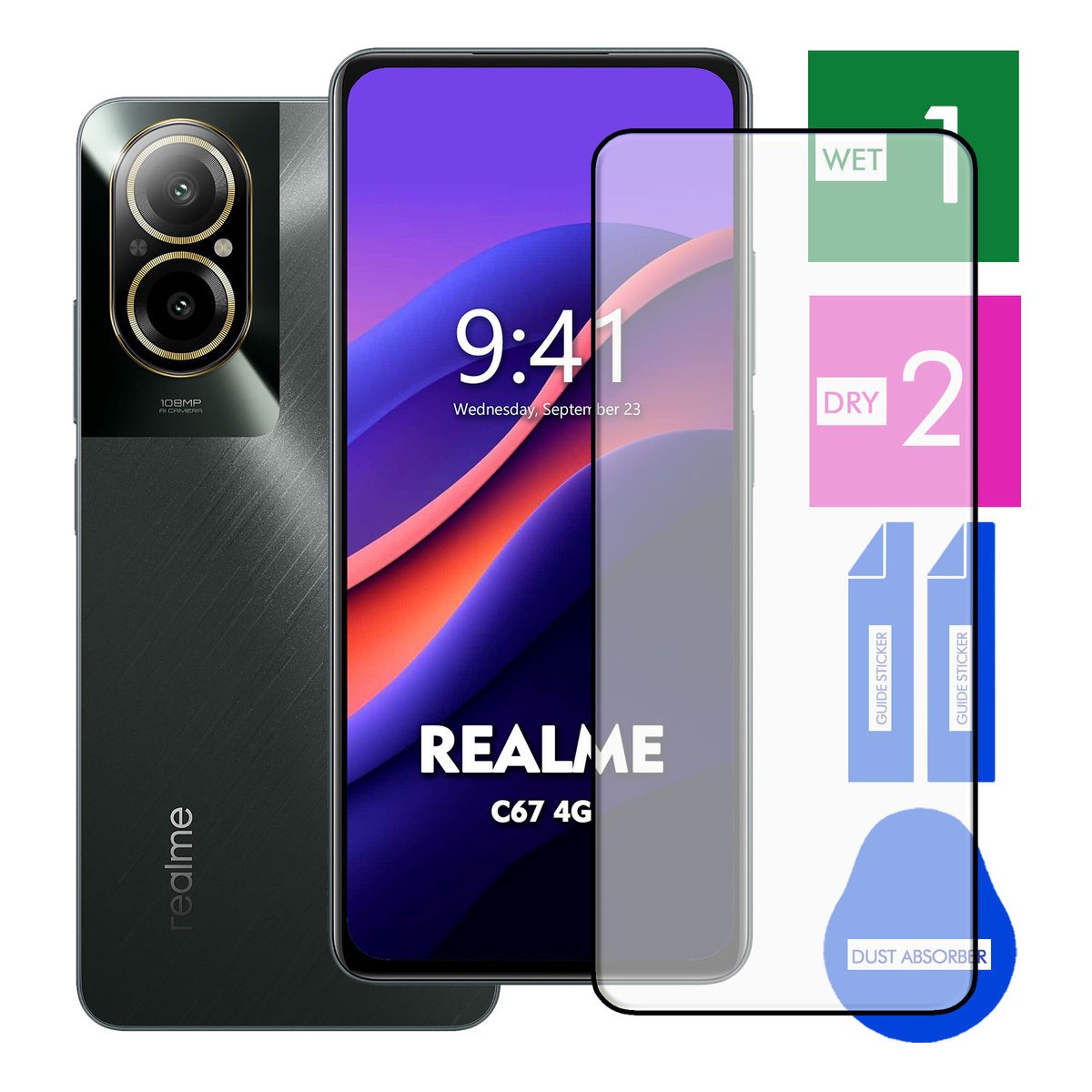 SZKŁO HARTOWANE DO REALME C67 4G NA TELEFON PEŁNE CAŁY EKRAN 9H 5D