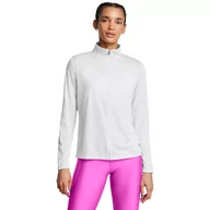 Bluzy sportowe damskie - Damska bluza treningowa rozpinana bez kaptura Under Armour Tech Full Zip - biała - UNDER ARMOUR - miniaturka - grafika 1