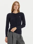 Swetry damskie - Gant Kardigan 4800103 Granatowy Slim Fit - miniaturka - grafika 1