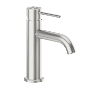 KFA Bateria umywalkowa srebrna stal nierdzewna 16.5 cm z korkiem klik-klak Flint Armatura - Baterie umywalkowe - miniaturka - grafika 1