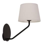 Lampy ścienne - Sigma czarno-biały kinkiet do salonu LIZBONA 32114 lampa ścienna w stylu hotelowym z białym abażurem 32114 - miniaturka - grafika 1