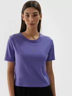 Koszulki sportowe damskie - Damski t-shirt crop-top 4F 4FWAW24TTSHF1701 - niebieski - miniaturka - grafika 1