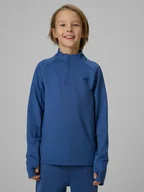 Bluzy dla chłopców - 4F Bluza sportowa slim bez kaptura chłopięca - granatowa 158/164 (12-14 lat) - miniaturka - grafika 1