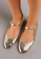 Baleriny - Złote Balerinki z Ekozamszu Zapinane na Sprzączkę Ollna - miniaturka - grafika 1