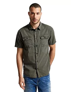 Street One MEN Męska koszula z krótkim rękawem, Mud Green, XL - Koszule męskie - miniaturka - grafika 1