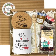 Zestawy upominkowe - PREZENT NA ŚWIĘTA ZESTAW PREZENTOWY DLA DZIEŃ BABCI HERBATA KUBEK URODZINY MIÓD UPOMINEK W PUDEŁKU BABCIA KONFITURA BOX PUDEŁKO - miniaturka - grafika 1