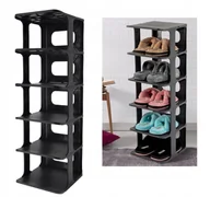Szafki na buty - Regał na buty 6 półek czarny składany organizer - miniaturka - grafika 1