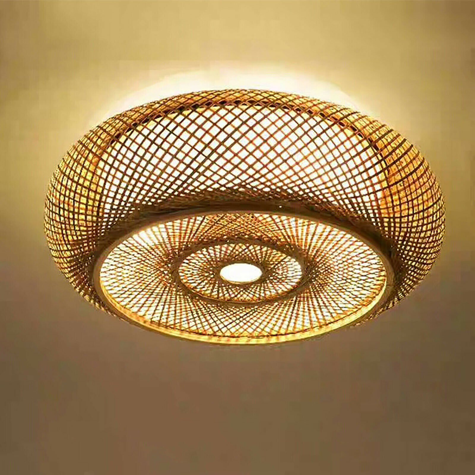 Lampa sufitowa lampa sufitowa lampa sufitowa lampa bambusowa XXL 50cm drewno tkane salon biuro retro E27 sufitowa lampa wisząca retro vintage rattan kawiarnia salon żyrandol lampa