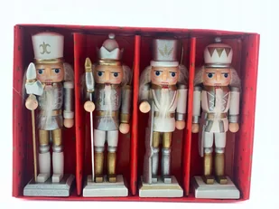 DZIADEK DO ORZECHÓW BIAŁO-ZŁOTY ZAWIESZKA ZESTAW 4 SZT. - Ozdoby bożonarodzeniowe - miniaturka - grafika 1